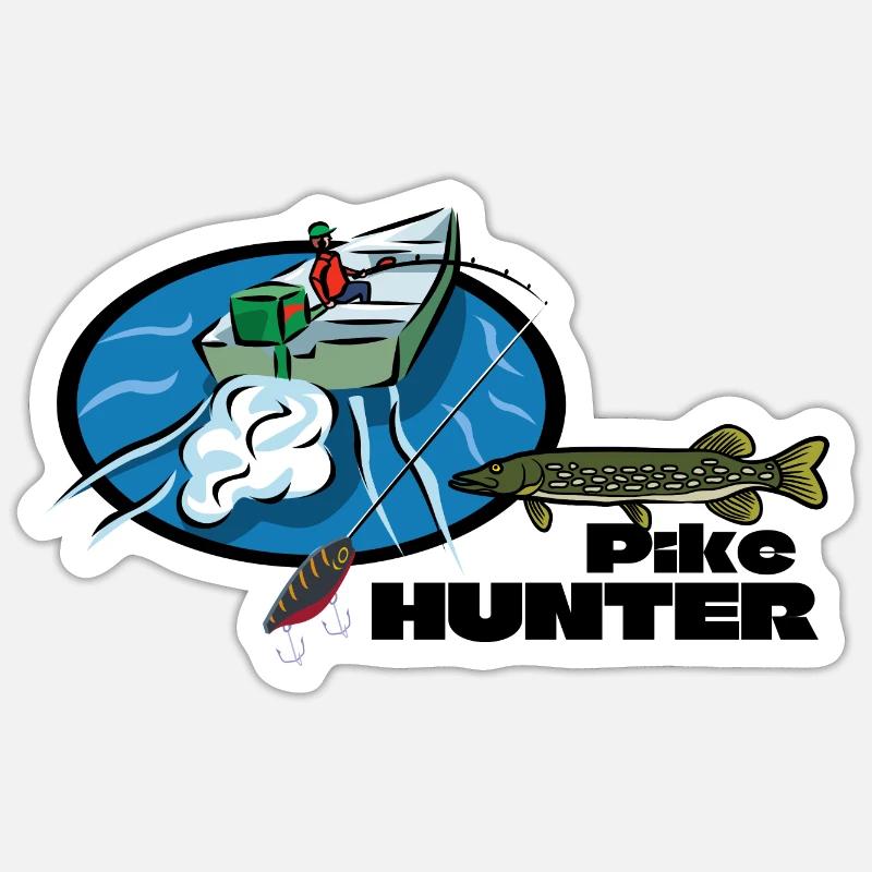 Hechtenjägerboot – Raubtierfischen Sticker Größe S (10 x 10 cm)