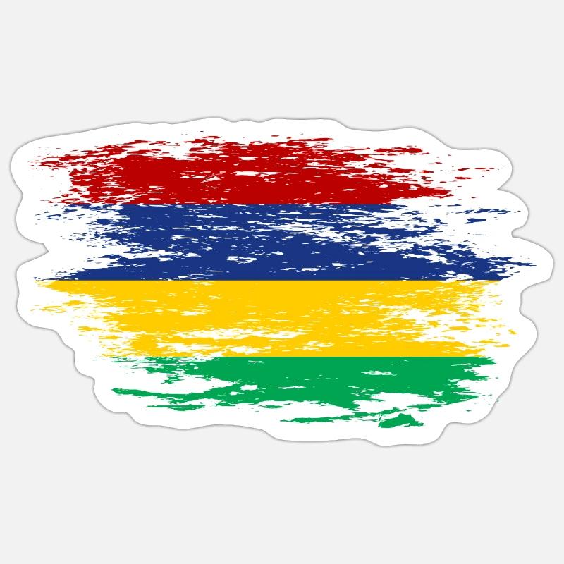 Drapeau mauricien utilisé Sticker taille S (10 x 10 cm)