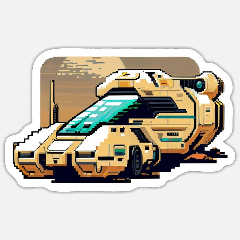 8 Bit Retro Transporter in retro Pixel Graphics Sticker size S (10 x 10 cm)