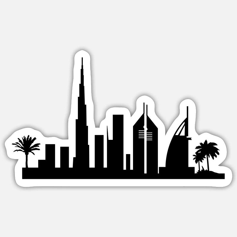 dubai skyline - Sticker Größe S (10 x 10 cm) - Mattweiß