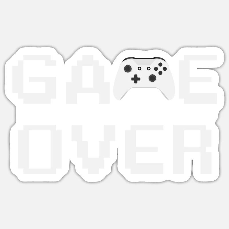 Game Over Controller Blanc - Sticker taille S (10 x 10 cm) - blanc mat