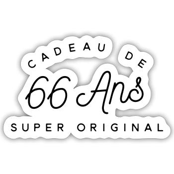 Cadeau 66 ans  - Sticker taille S (10 x 10 cm) - blanc mat - Devant