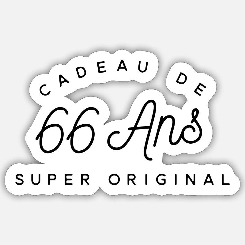 Cadeau 66 ans  - Sticker taille S (10 x 10 cm) - blanc mat