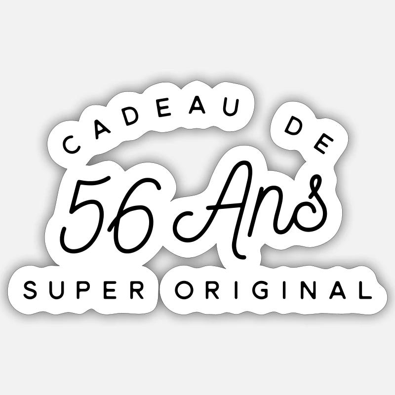 Cadeau 56 ans  - Sticker taille S (10 x 10 cm) - blanc mat