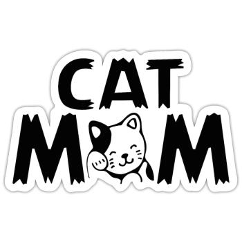 Stilvolle Katzenmutter - Sticker Größe S (10 x 10 cm) - Mattweiß - Vorne