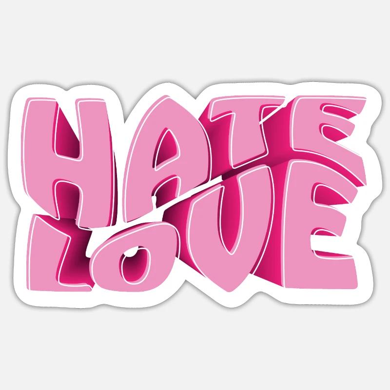 Hate Love - Sticker Größe S (10 x 10 cm) - Mattweiß