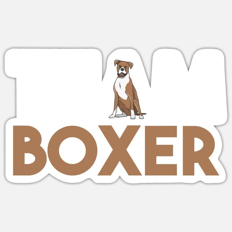 Boxer pour chien - Sticker taille S (10 x 10 cm) - blanc mat