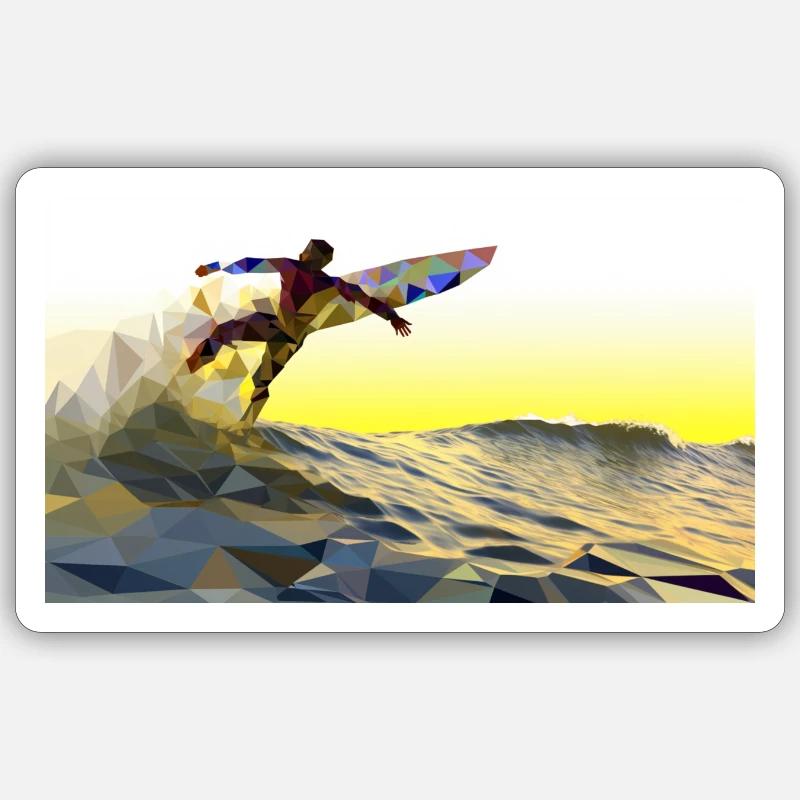 Surfeur 3 - Sticker taille S (10 x 10 cm) - blanc mat