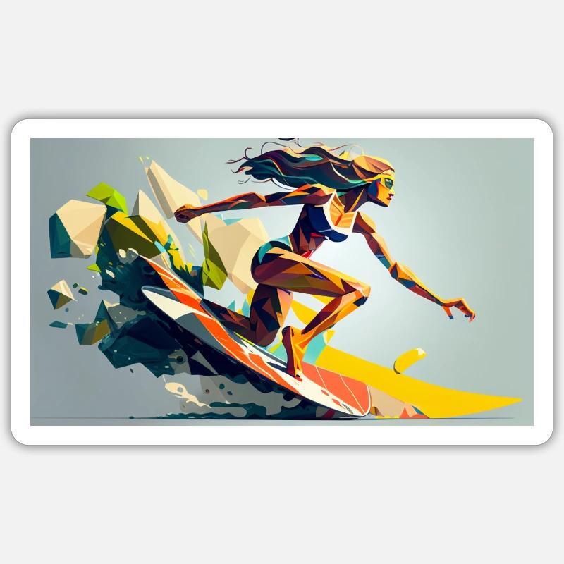 Surfeuse - Sticker taille S (10 x 10 cm) - blanc mat