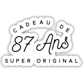 Cadeau 87 ans  - Sticker taille S (10 x 10 cm) - blanc mat - Devant