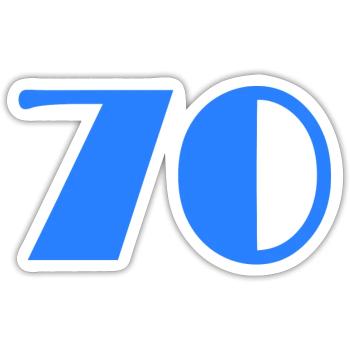 70 JAHRE. 70-JÄHRIGES JUBILÄUM. GEBURTSTAG 70 JAHRE. 70 - Sticker Größe S (10 x 10 cm) - Mattweiß - Vorne