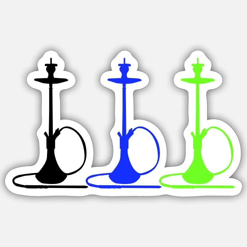 Narguilé - Sticker taille S (10 x 10 cm) - blanc mat