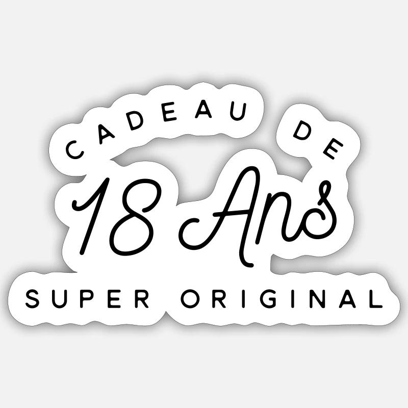Cadeau 18 ans  - Sticker taille S (10 x 10 cm) - blanc mat
