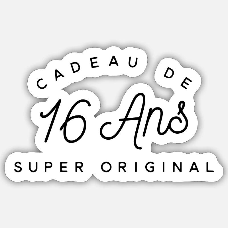Cadeau 16 ans  - Sticker taille S (10 x 10 cm) - blanc mat