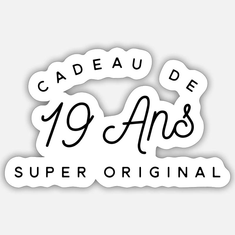 Cadeau 19 ans  - Sticker taille S (10 x 10 cm) - blanc mat