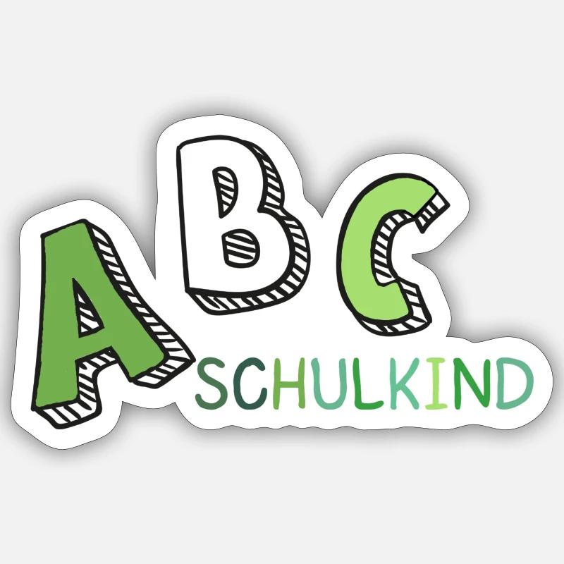 ABC Écolier vert blanc - Sticker taille S (10 x 10 cm) - blanc mat