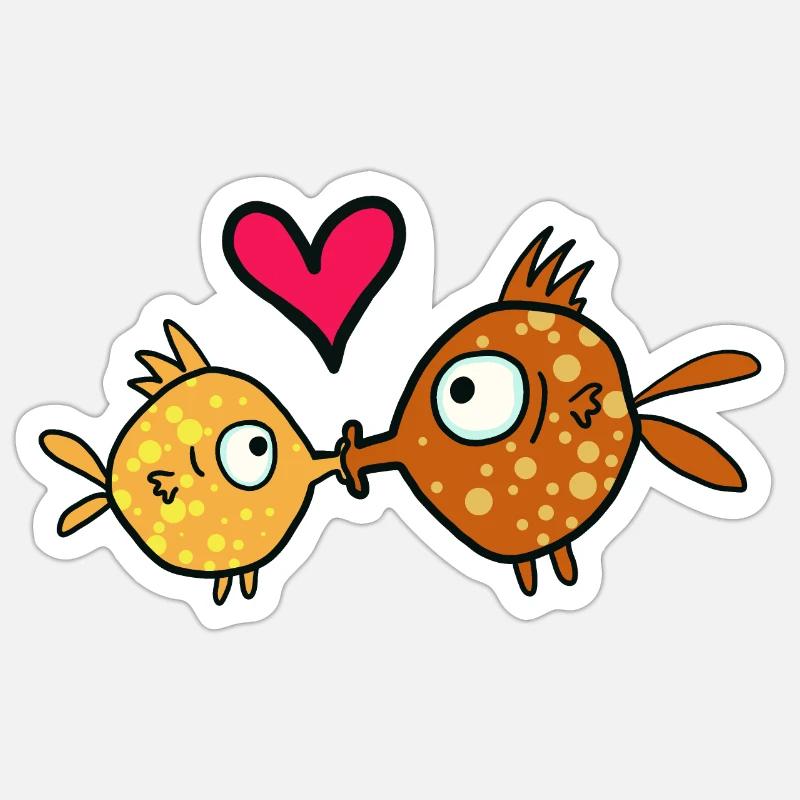 Baiser de poisson, embrasser le poisson Sticker taille S (10 x 10 cm)