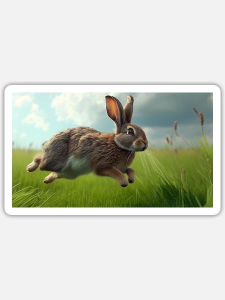 Jumping Rabbit - Sticker Größe S (10 x 10 cm) - Mattweiß