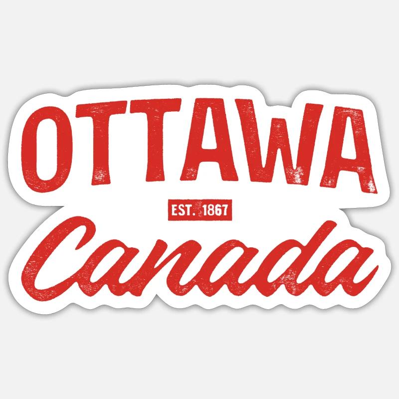 Ottawa Canada Retro Script Red Sticker size S (10 x 10 cm)
