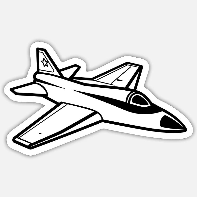 Fighter jet - Sticker size S (10 x 10 cm) - white matte