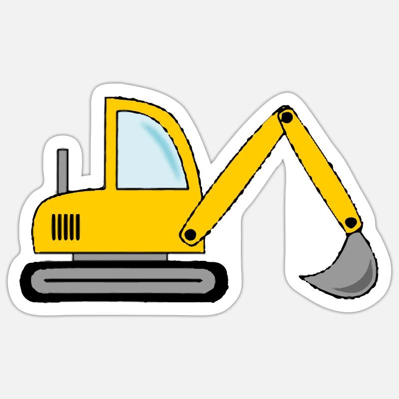 Bagger Design/ Baustelle - Sticker Größe S (10 x 10 cm) - Mattweiß