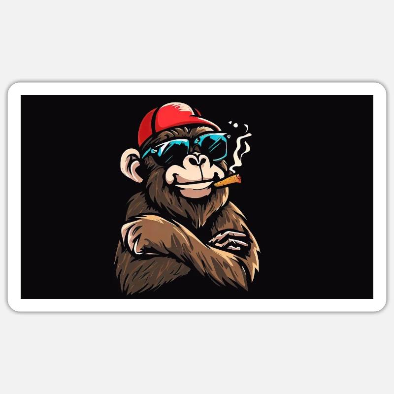 MonkeyCooles Design1 - Sticker Größe S (10 x 10 cm) - Mattweiß
