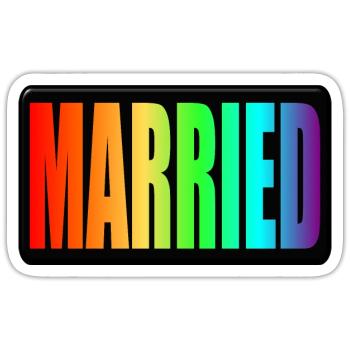 RAINBOW - VERHEIRATET LGBTQ - WEDDING PRIDE - Sticker Größe S (10 x 10 cm) - Mattweiß - Vorne
