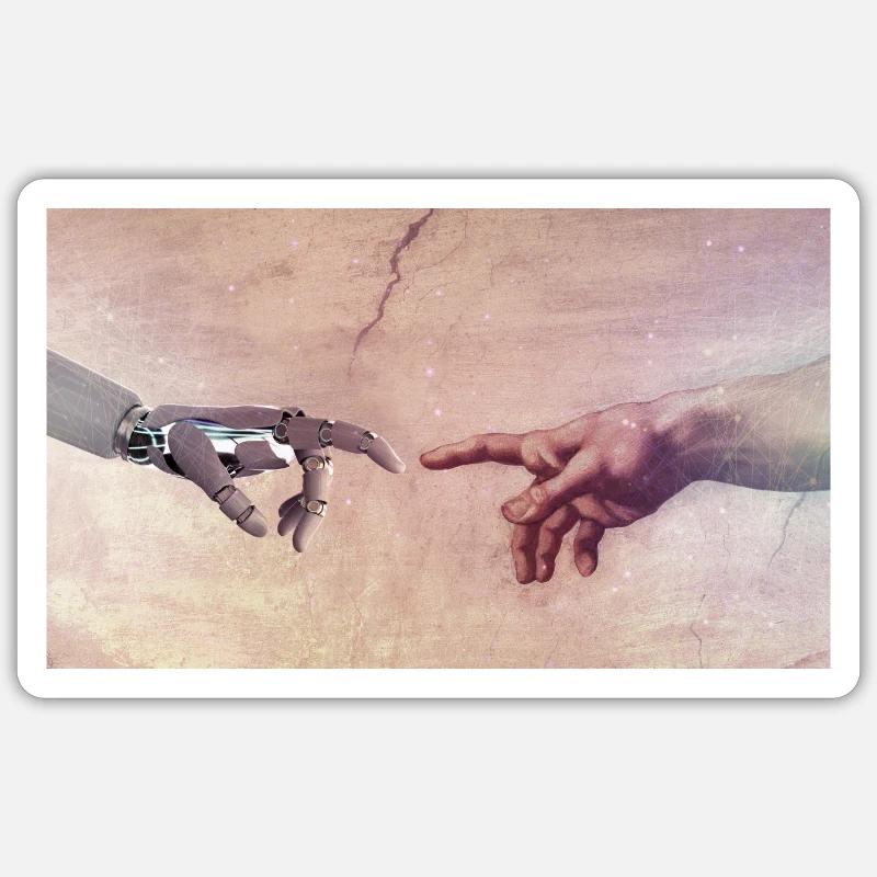 Main de robot - Sticker taille S (10 x 10 cm) - blanc mat