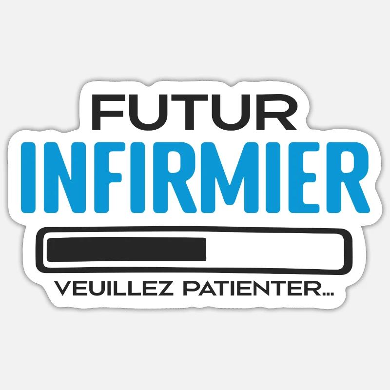 Futur Infirmier Idée Cadeau Infirmier - Sticker taille S (10 x 10 cm) - blanc mat