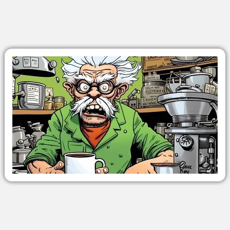 Coffee Addict Nerd Comic Anime Sticker size S (10 x 10 cm)