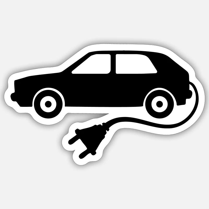 Voiture électrique - Sticker taille S (10 x 10 cm) - blanc mat