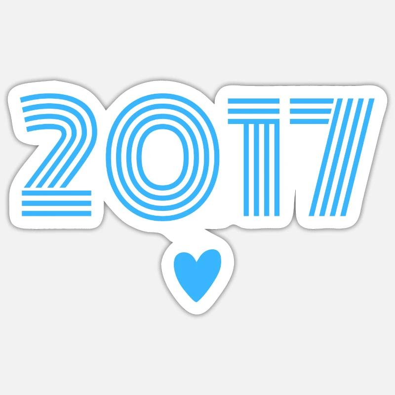 Born in 2017 boy - Sticker size S (10 x 10 cm) - white matte