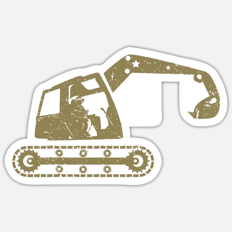 Excavators, excavator operators, construction equipment operators – Sticker size S (10 x 10 cm)