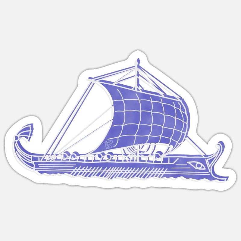"Argo", Boho Line Art Design, Series "Greece" - Sticker size S (10 x 10 cm) - white matte