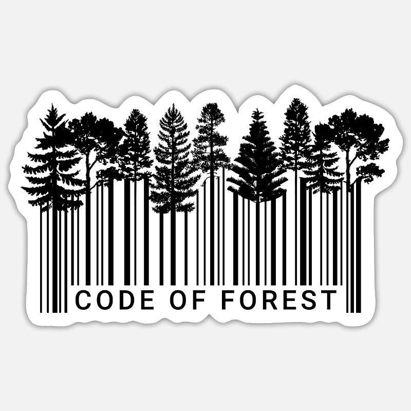 Barcode Wald Natur Code Bäume Schwarz_2 - Sticker Größe S (10 x 10 cm) - Mattweiß