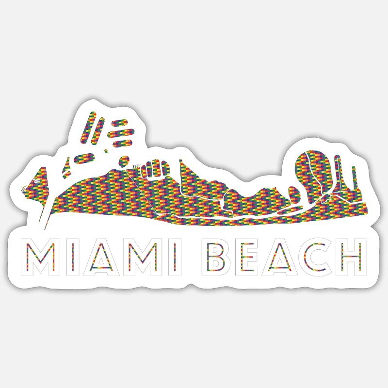 Miami Beach Pride - Sticker taille S (10 x 10 cm) - blanc mat
