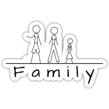 Famille de figurines en bâton - Sticker taille S (10 x 10 cm) - blanc mat - Devant