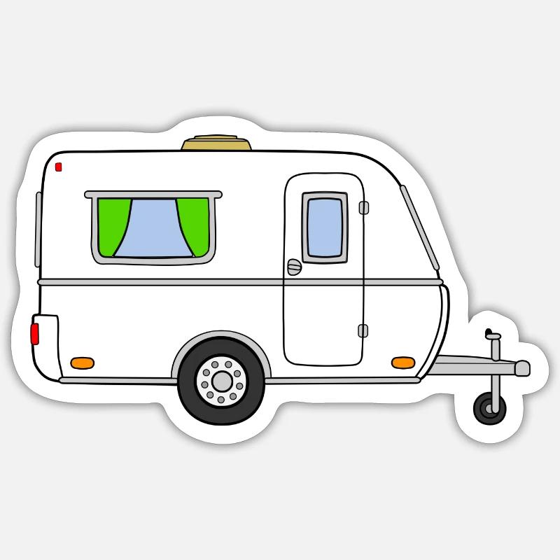Caravan White (version moderne) - Sticker taille S (10 x 10 cm) - blanc mat