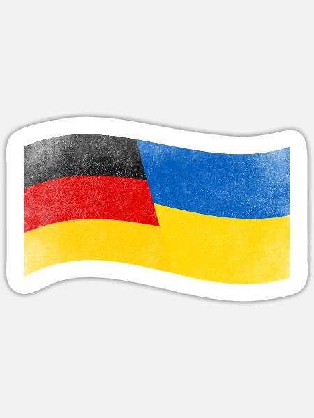 Ukraine Design für stolze Deutsch-Ukrainer - Sticker Größe S (10 x 10 cm) - Mattweiß