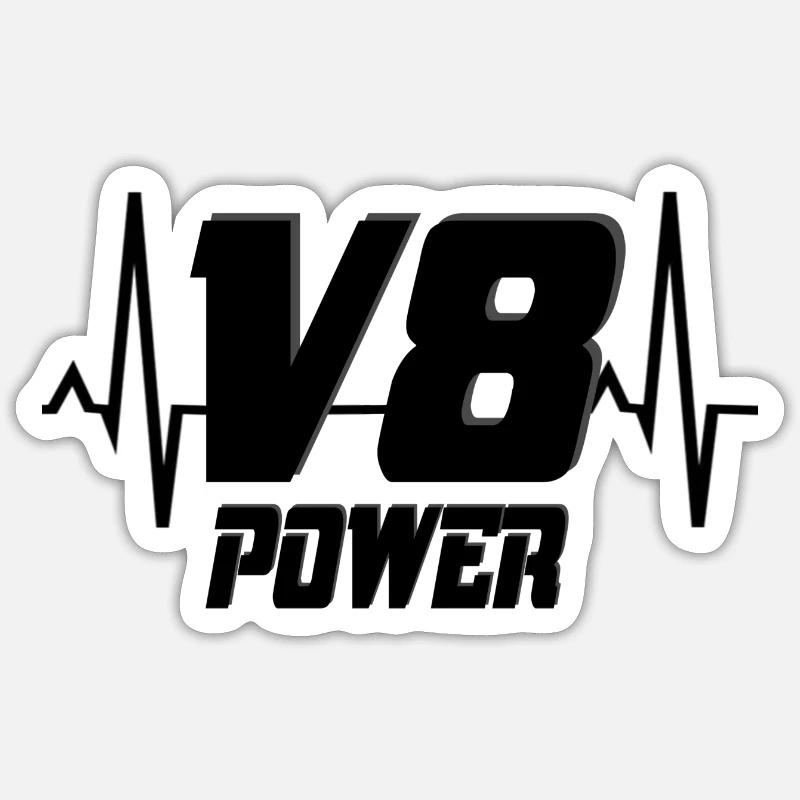 V8 - Sticker taille S (10 x 10 cm) - blanc mat