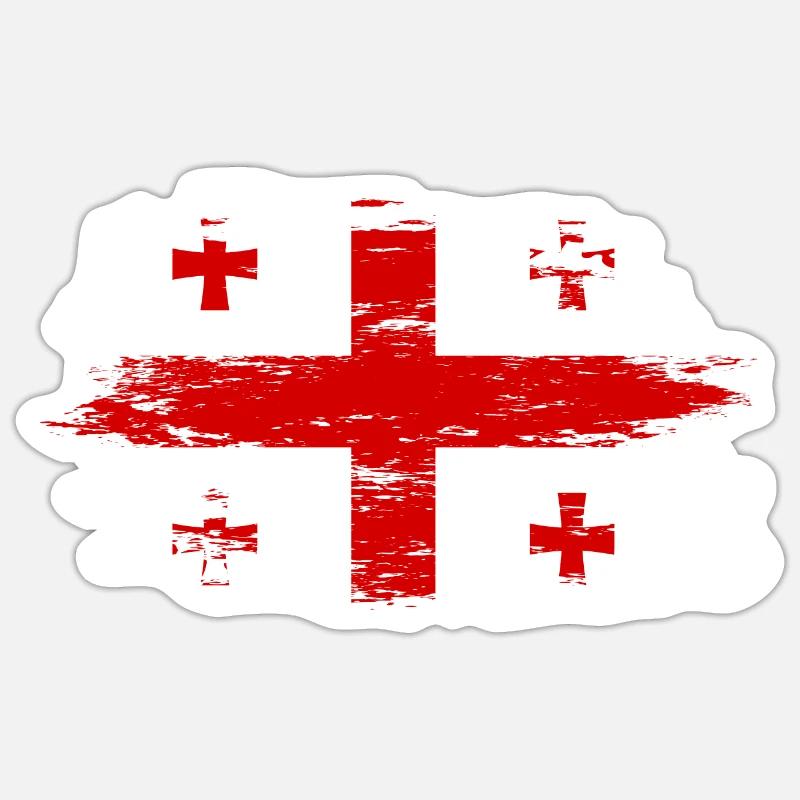 Drapeau géorgien utilisé - Sticker taille S (10 x 10 cm) - blanc mat