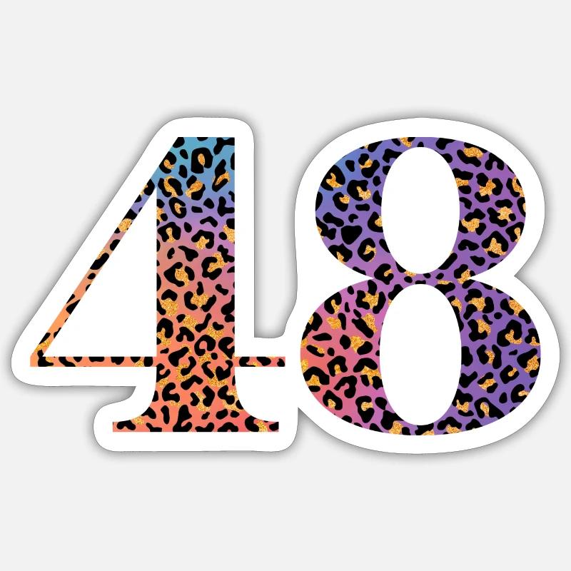 48th Birthday Leopard - Sticker size S (10 x 10 cm) - white matte