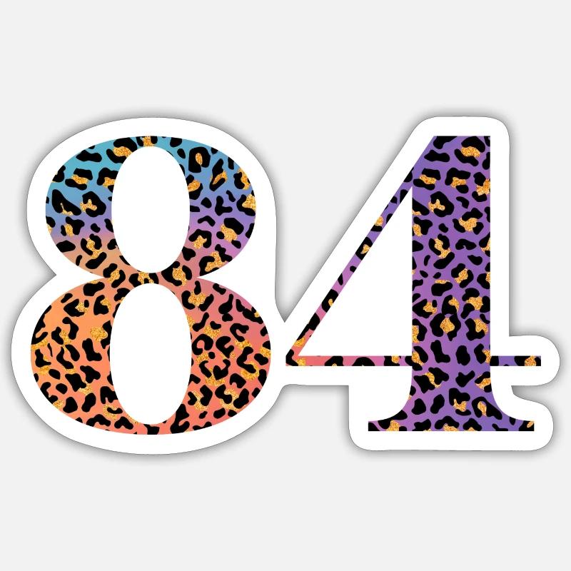84e anniversaire léopard - Sticker taille S (10 x 10 cm) - blanc mat