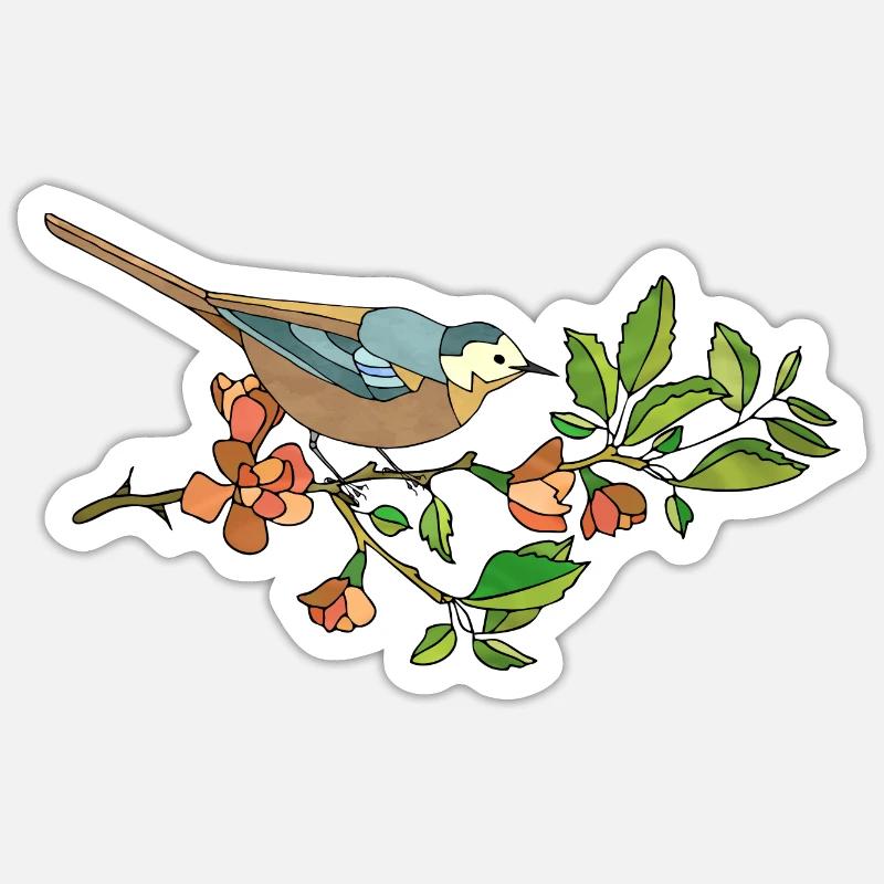 Bunter Vogel - Sticker Größe S (10 x 10 cm) - Mattweiß