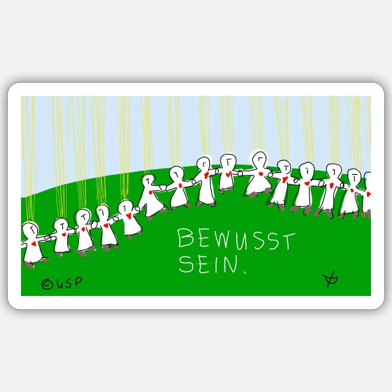 Bewusst sein. - Sticker Größe S (10 x 10 cm) - Mattweiß