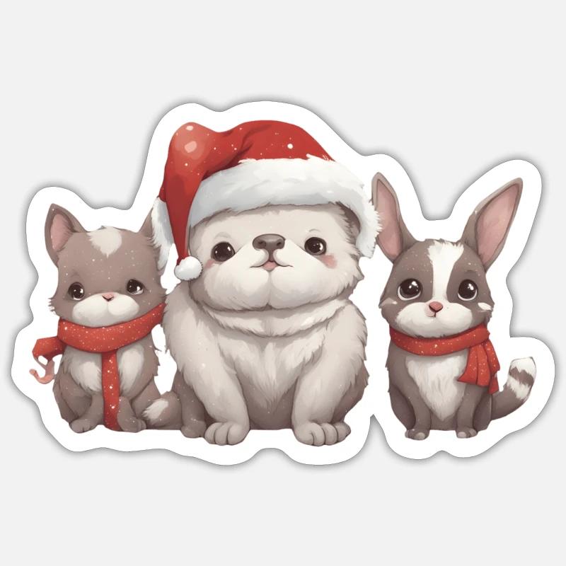 Amis de Noël - Sticker taille S (10 x 10 cm) - blanc mat