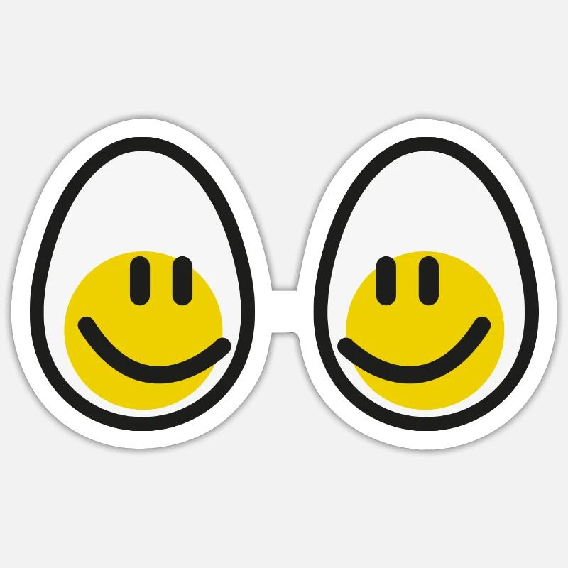 Smiley boobs eggs present Sticker Größe S (10 x 10 cm)