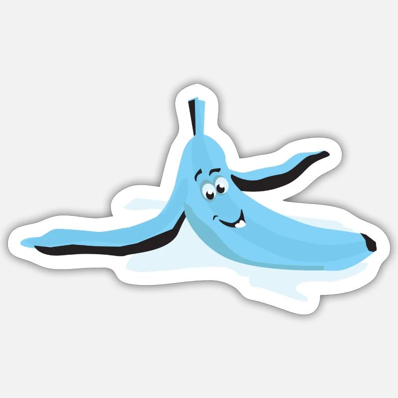 Oeil glissé banane - Sticker taille S (10 x 10 cm) - blanc mat