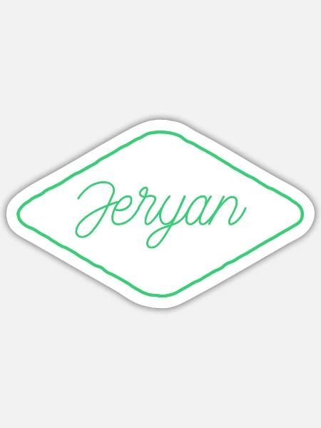 Jeryan Design in Green - Sticker Größe S (10 x 10 cm) - Mattweiß