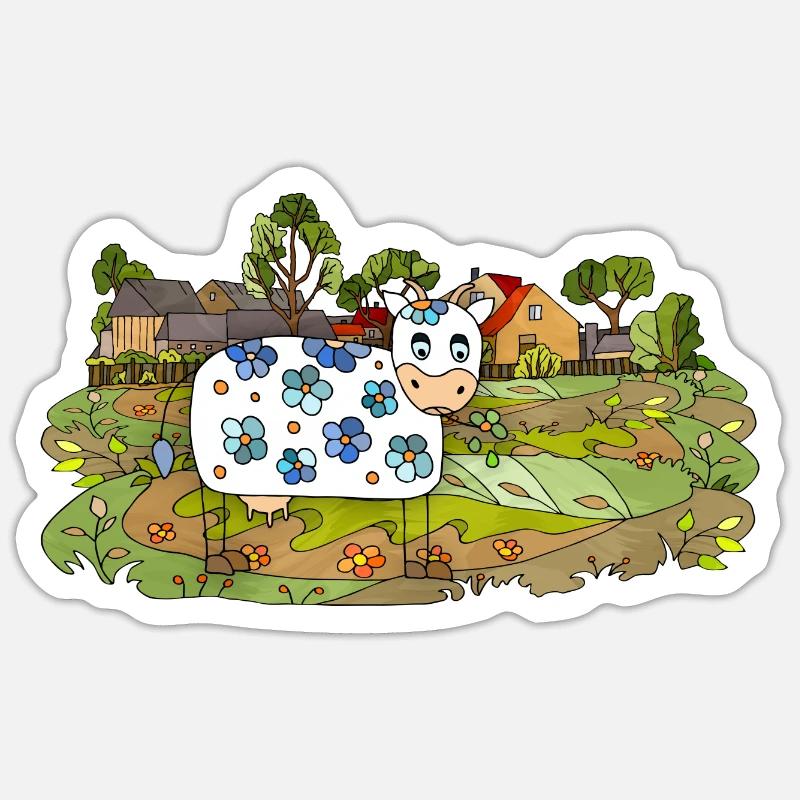 Kuh - Sticker Größe S (10 x 10 cm) - Mattweiß